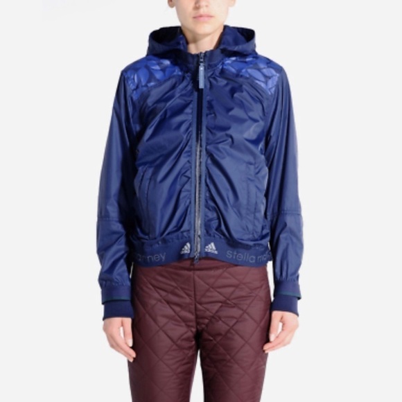 Adidas Stella McCartney Embossed Hooded Track Jacket Ink Navy Large - Picture 1 of 16